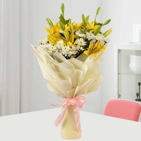 Daisies & Lilies Mixed Bouquet - YuvaFlowers