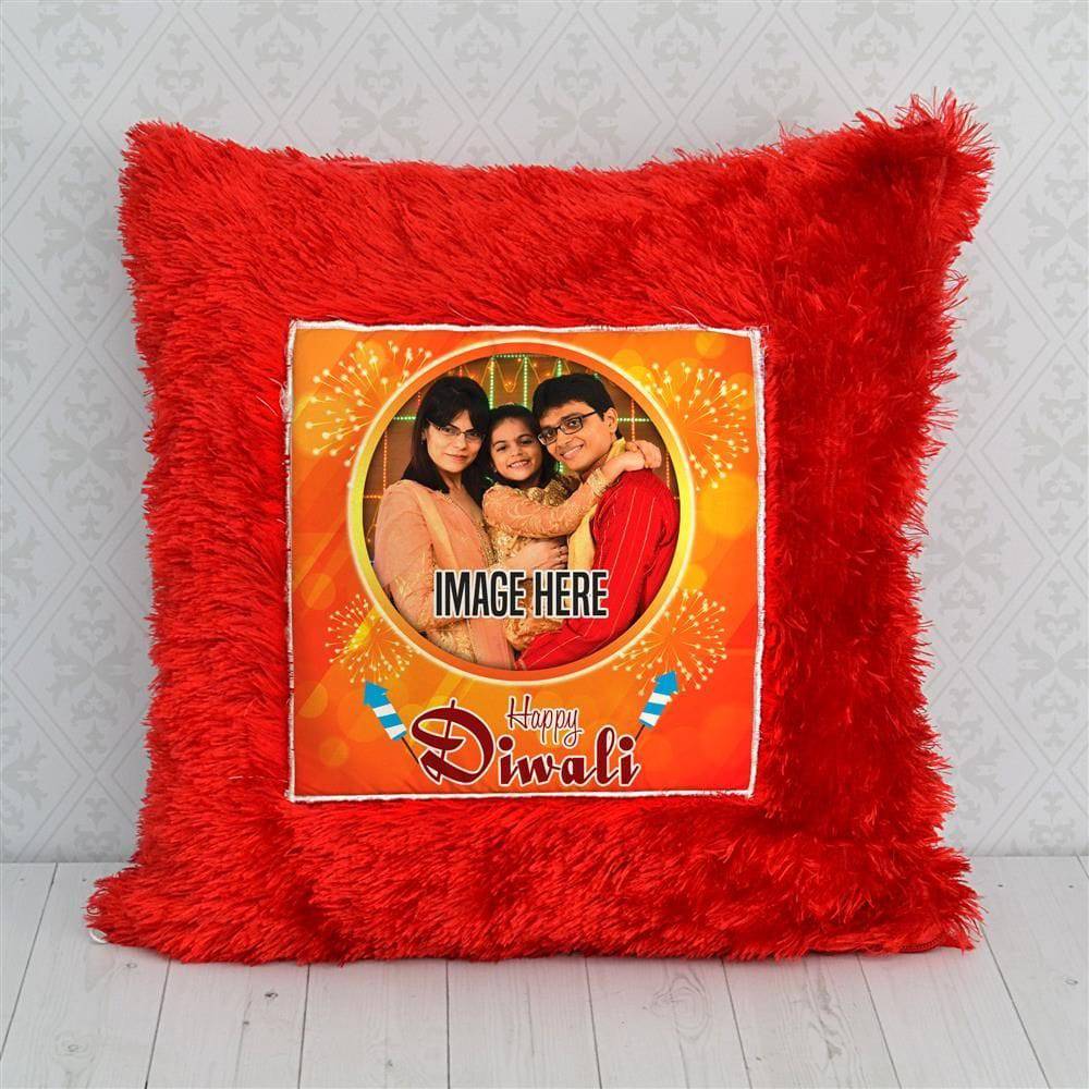 Diwali Red Personalised Pillow - YuvaFlowers