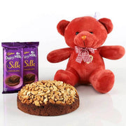 Dry Cake With Teddy Bear & Chocolates Combo - YuvaFlowers