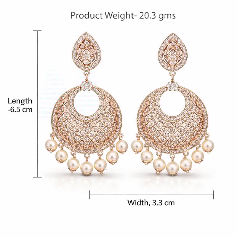 Elegant Rose Gold Plated Designer Pearl Drop Earrings for Women