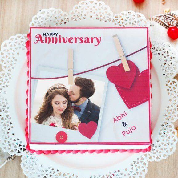 Embedded Together Anniversary Cake - YuvaFlowers