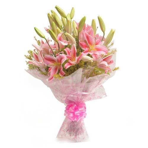 Exotic Pink Lilly Bouquet - YuvaFlowers