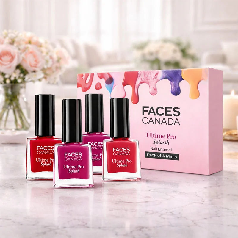 FACES CANADA Ultime Pro Splash Nail Enamel – Mini Nail Polish Set (Pack of 4)