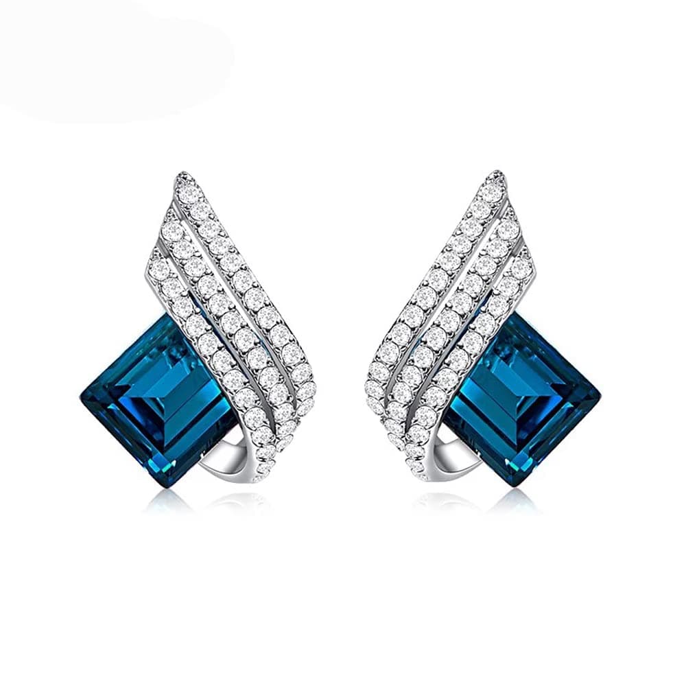 Fashion Angel Wings Platinum Plated Crystal Pendant Necklace Jewellery Set Gifts for Women and Girls (Blue) (14622s) - YuvaFlowers