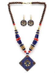 Fashion Latest Stylish Traditional Tibetan Pendant Necklace Jewellery Set for Women - YuvaFlowers