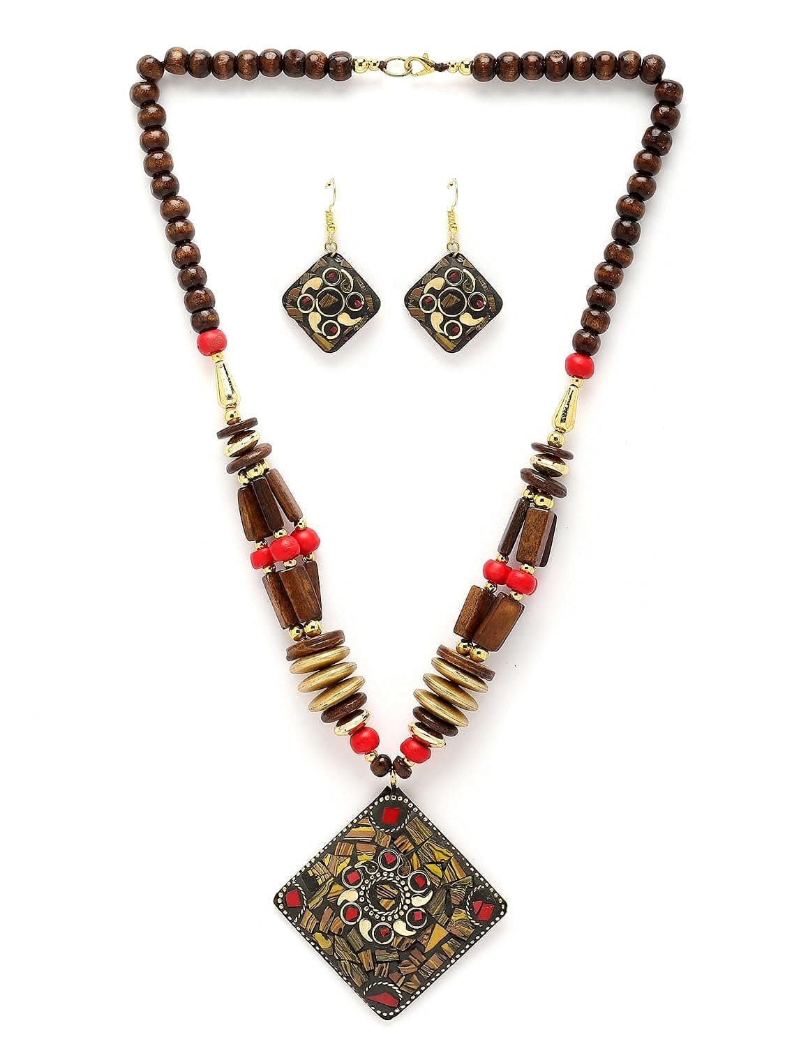 Fashion Latest Stylish Traditional Tibetan Pendant Necklace Jewellery Set for Women - YuvaFlowers