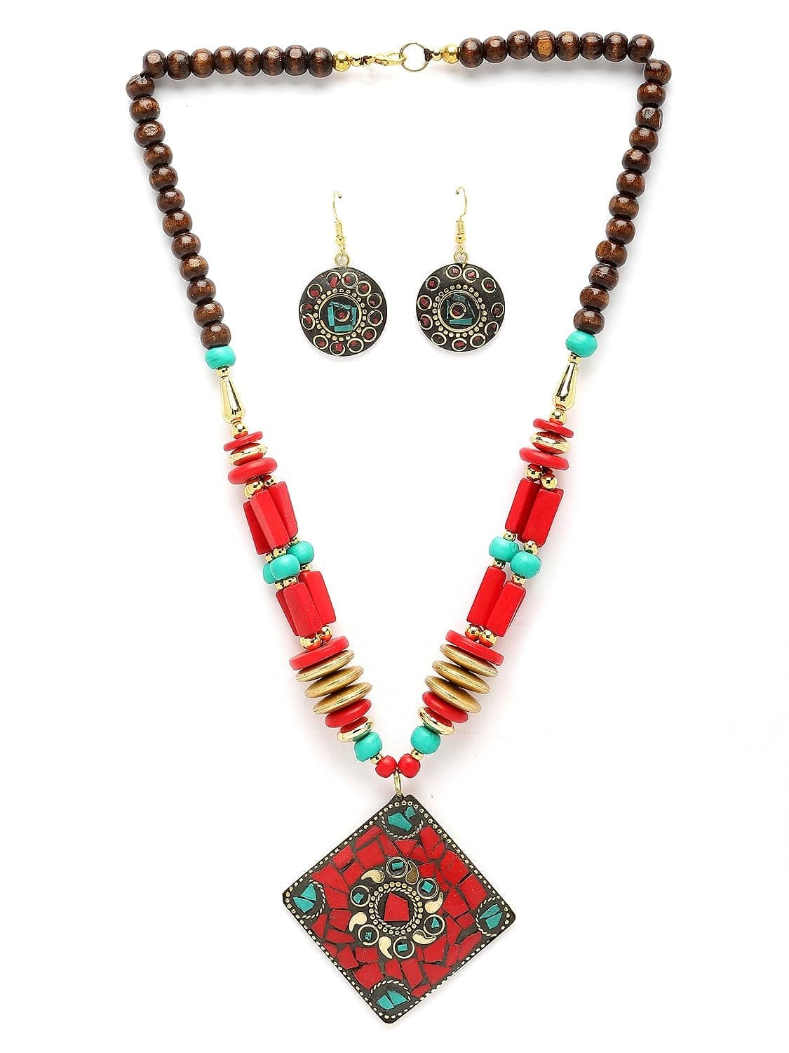 Fashion Latest Stylish Traditional Tibetan Pendant Necklace Jewellery Set for Women - YuvaFlowers