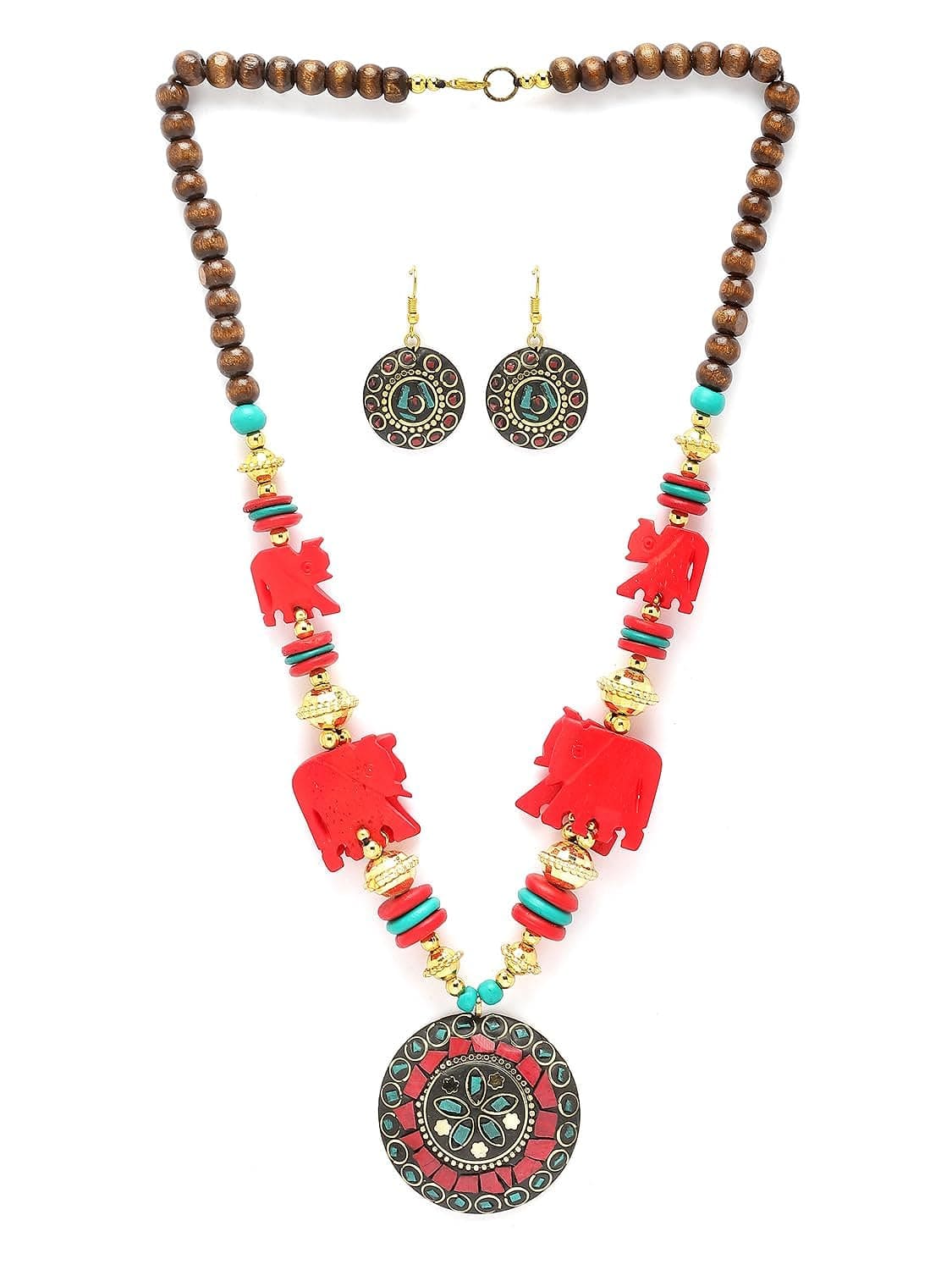 Fashion Latest Stylish Traditional Tibetan Pendant Necklace Jewellery Set for Women - YuvaFlowers