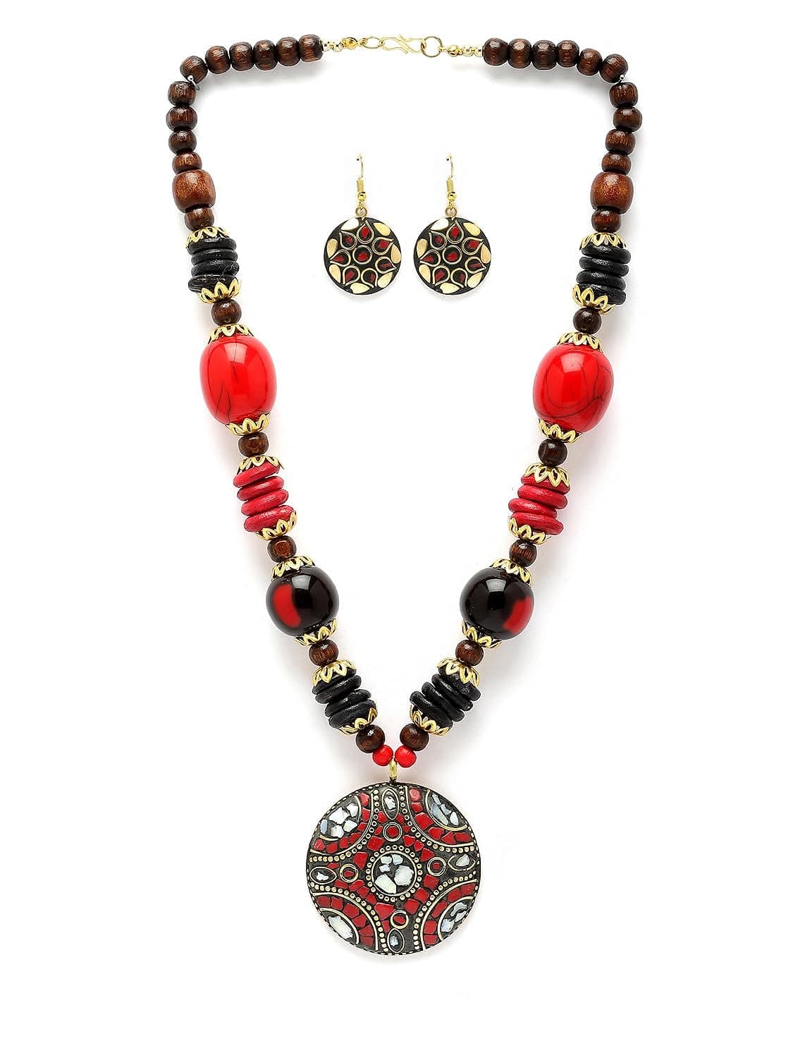 Fashion Latest Stylish Traditional Tibetan Pendant Necklace Jewellery Set for Women - YuvaFlowers