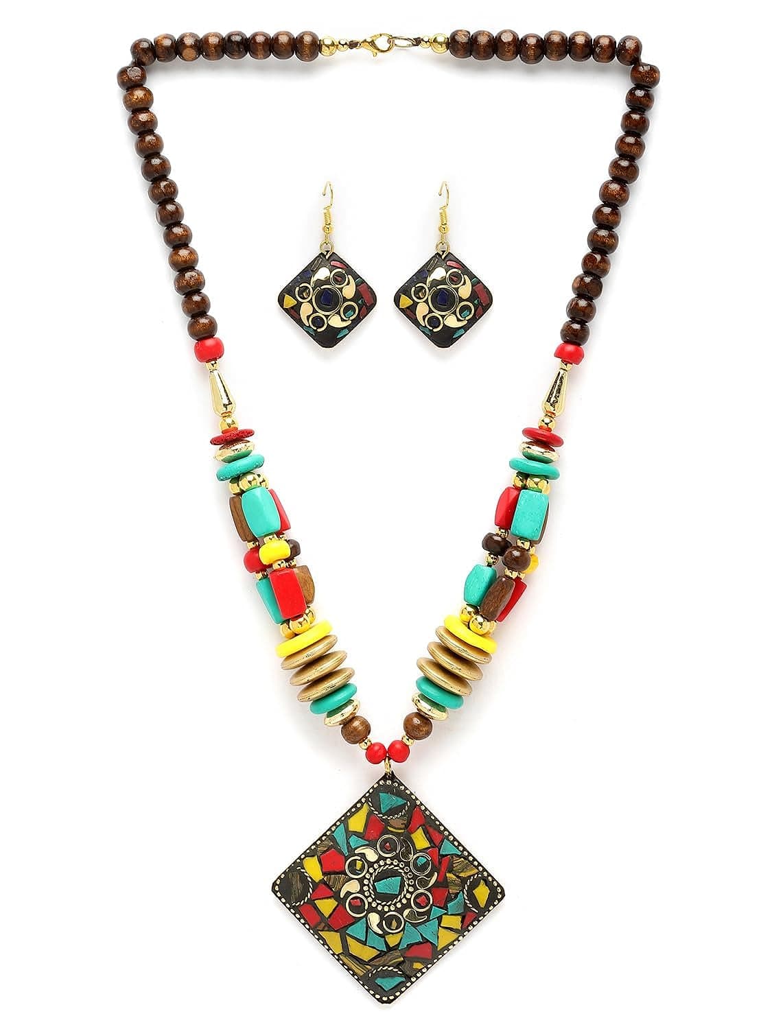 Fashion Latest Stylish Traditional Tibetan Pendant Necklace Jewellery Set for Women - YuvaFlowers