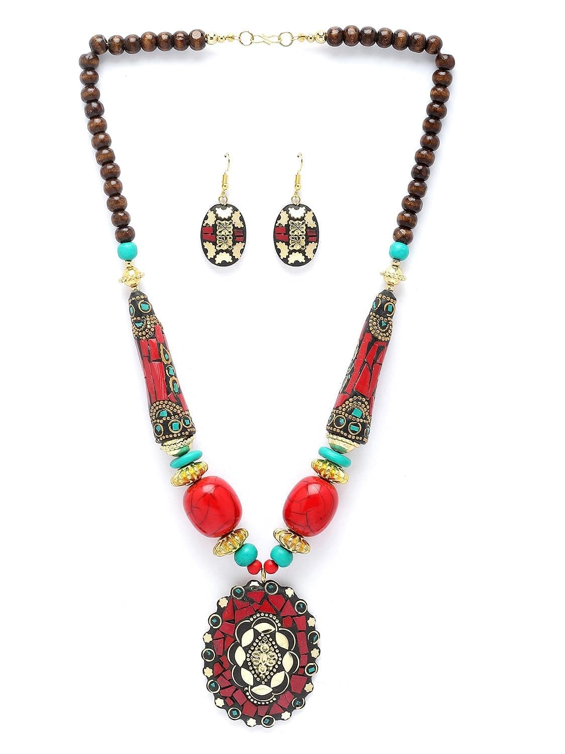 Fashion Latest Stylish Traditional Tibetan Pendant Necklace Jewellery Set for Women - YuvaFlowers