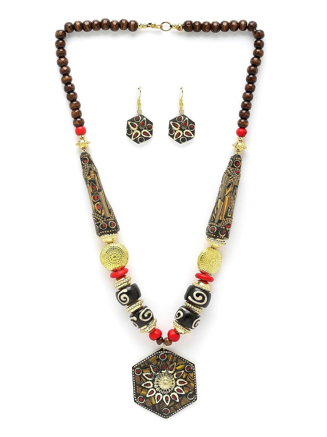 Fashion Latest Stylish Traditional Tibetan Pendant Necklace Jewellery Set for Women - YuvaFlowers