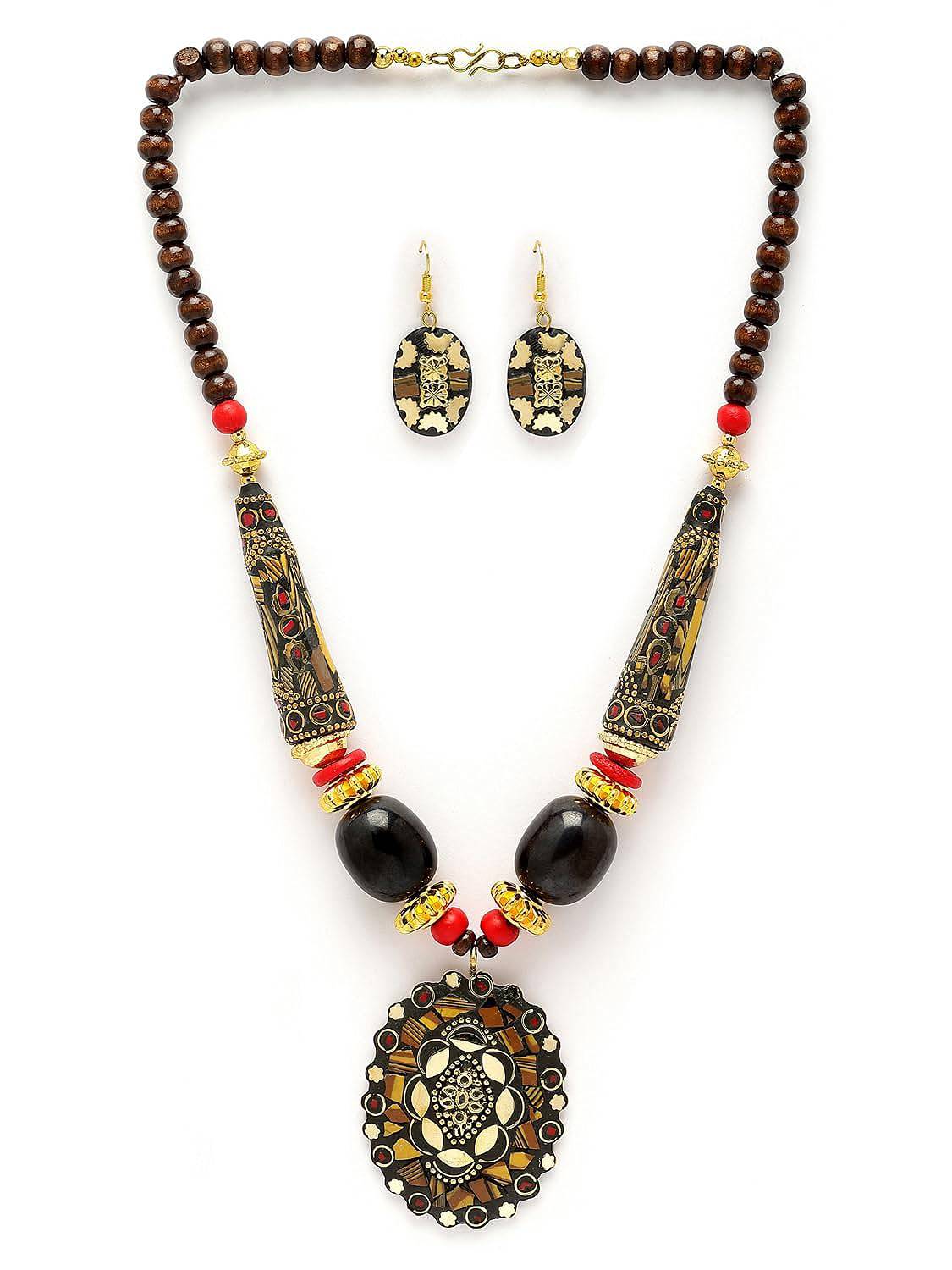 Fashion Latest Stylish Traditional Tibetan Pendant Necklace Jewellery Set for Women - YuvaFlowers