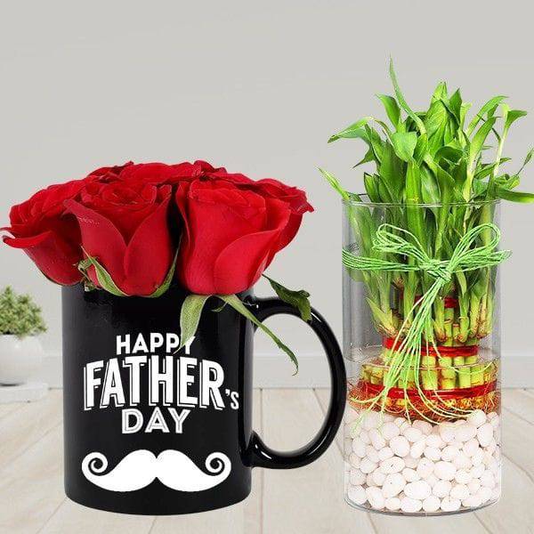 Father's Day Rose N Bamboo Hamper - YuvaFlowers