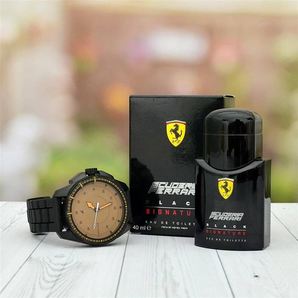 Ferrari Perfume and Fastrack Watch Hamper - YuvaFlowers