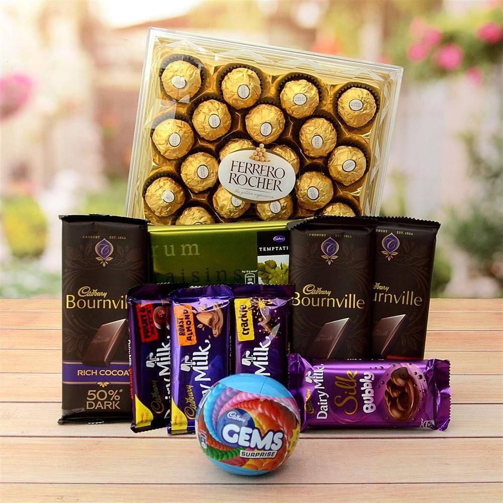 Ferrero Rocher & Bunch Of Chocolates Hamper - YuvaFlowers