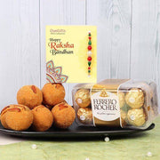 Ferrero rocher with besan laddoo Rakhi Combo - YuvaFlowers