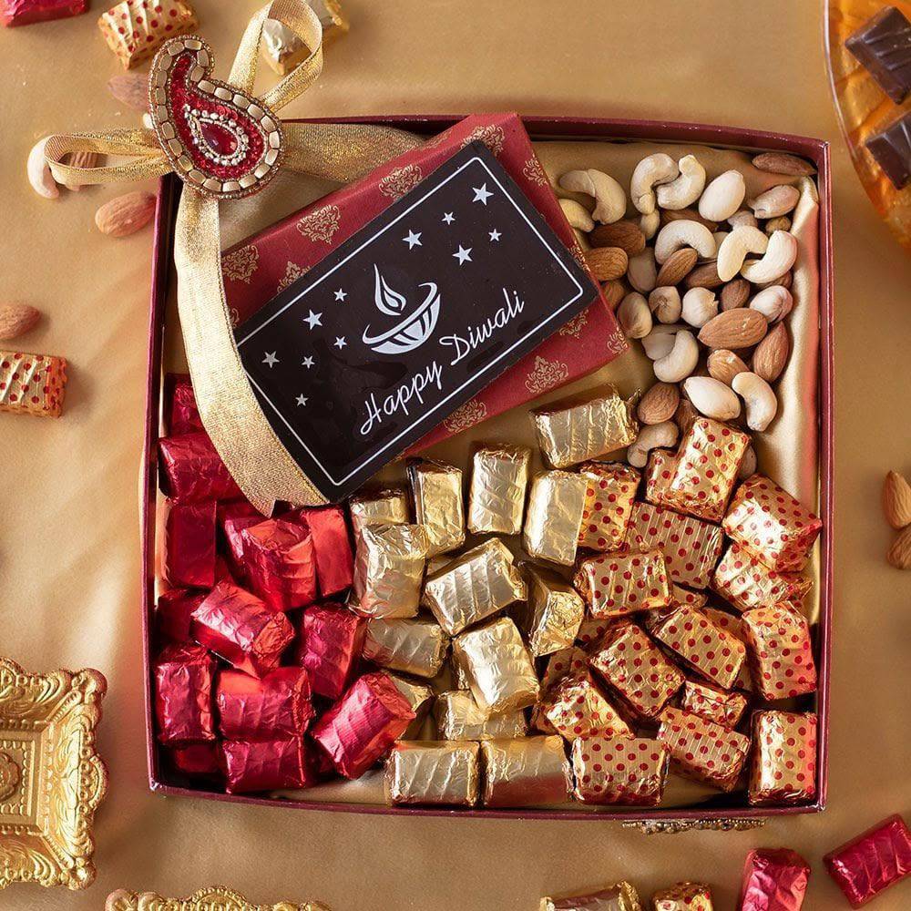 Festive Greeting Diwali Chocolate And Dry Fruits Hamper - YuvaFlowers