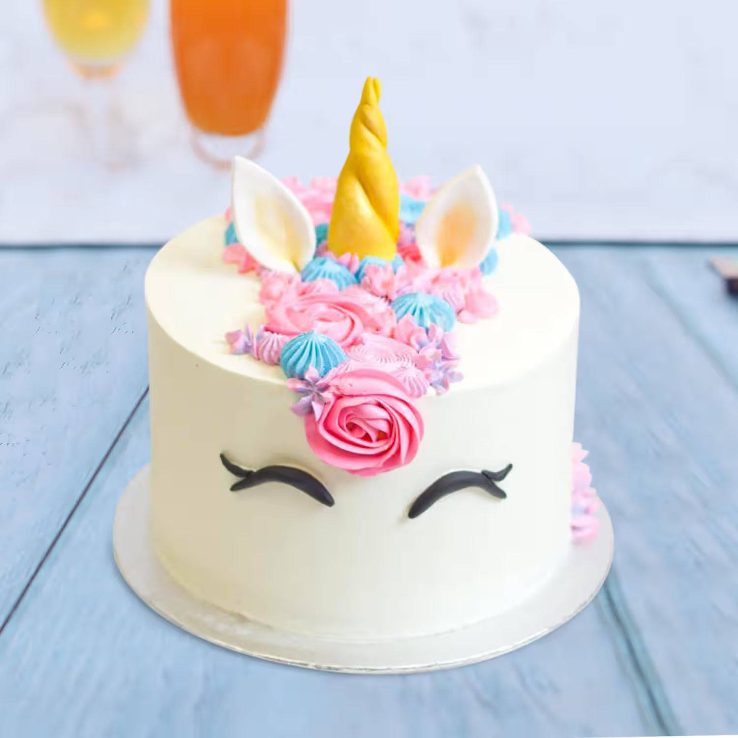 Floral Beautified White Unicorn Cake - YuvaFlowers