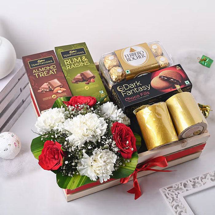 Flowers N Chocolates Festive Hamper - YuvaFlowers