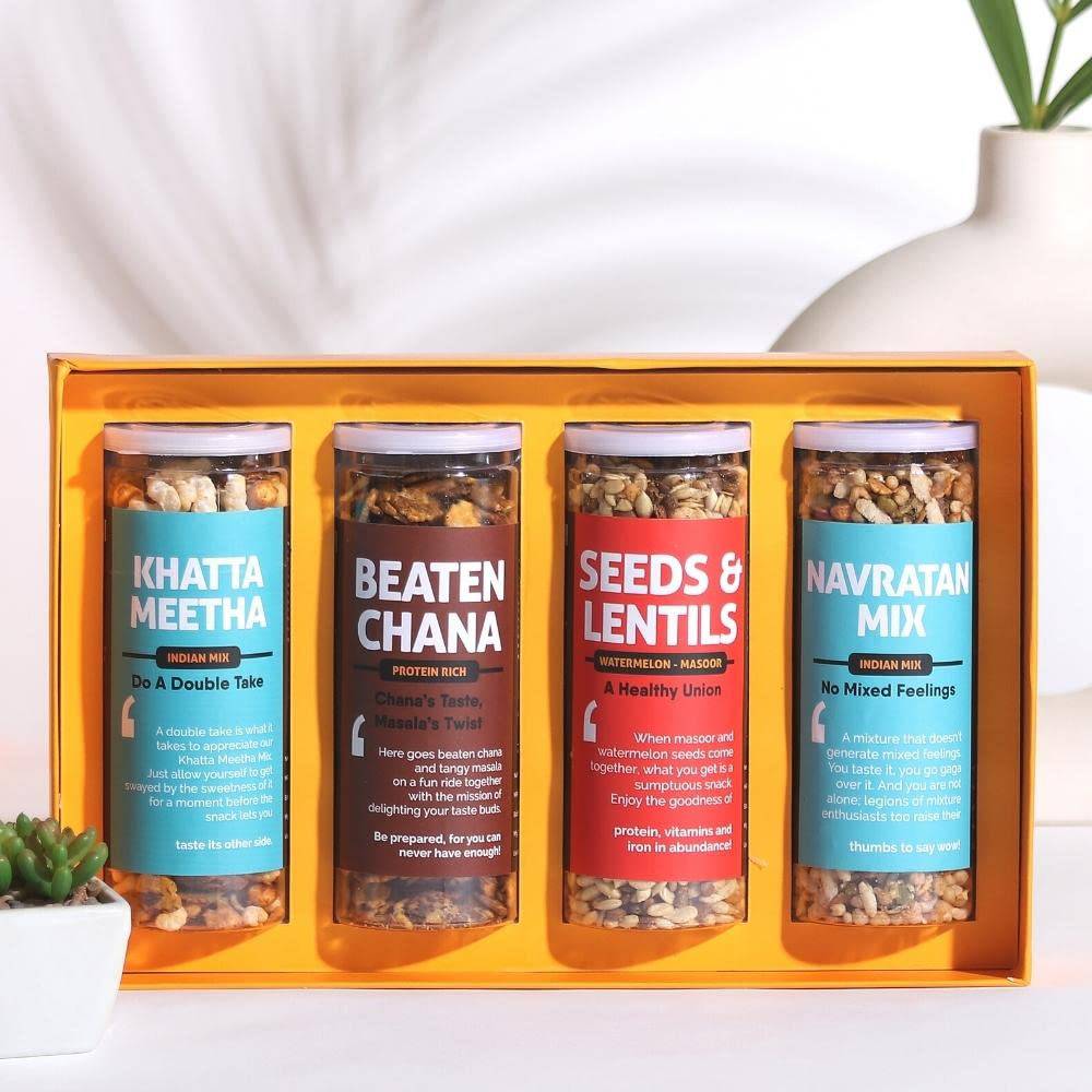 Foods Wholesome Treats Gift Box I Corporate Gift I Dry-Fruits, Healthy Snacks, Premium Gift Hamper I Gourmet Gift I Birthday Anniversary Gift I Premium Gift Box I Diwali Gift Hamper I Diwali Gift Box I Diwali Gift For Employees - YuvaFlowers