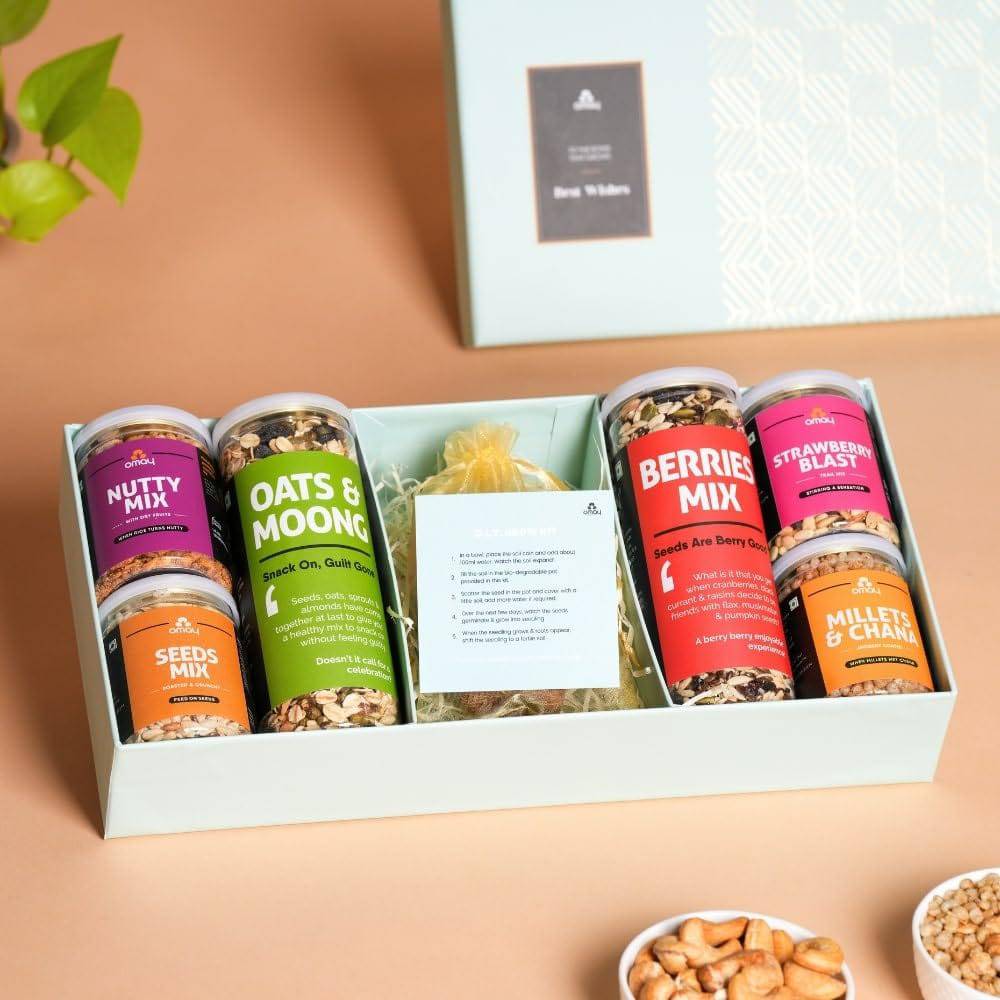 Foods Wholesome Treats Gift Box I Corporate Gift I Dry-Fruits, Healthy Snacks, Premium Gift Hamper I Gourmet Gift I Birthday Anniversary Gift I Premium Gift Box I Diwali Gift Hamper I Diwali Gift Box I Diwali Gift For Employees - YuvaFlowers