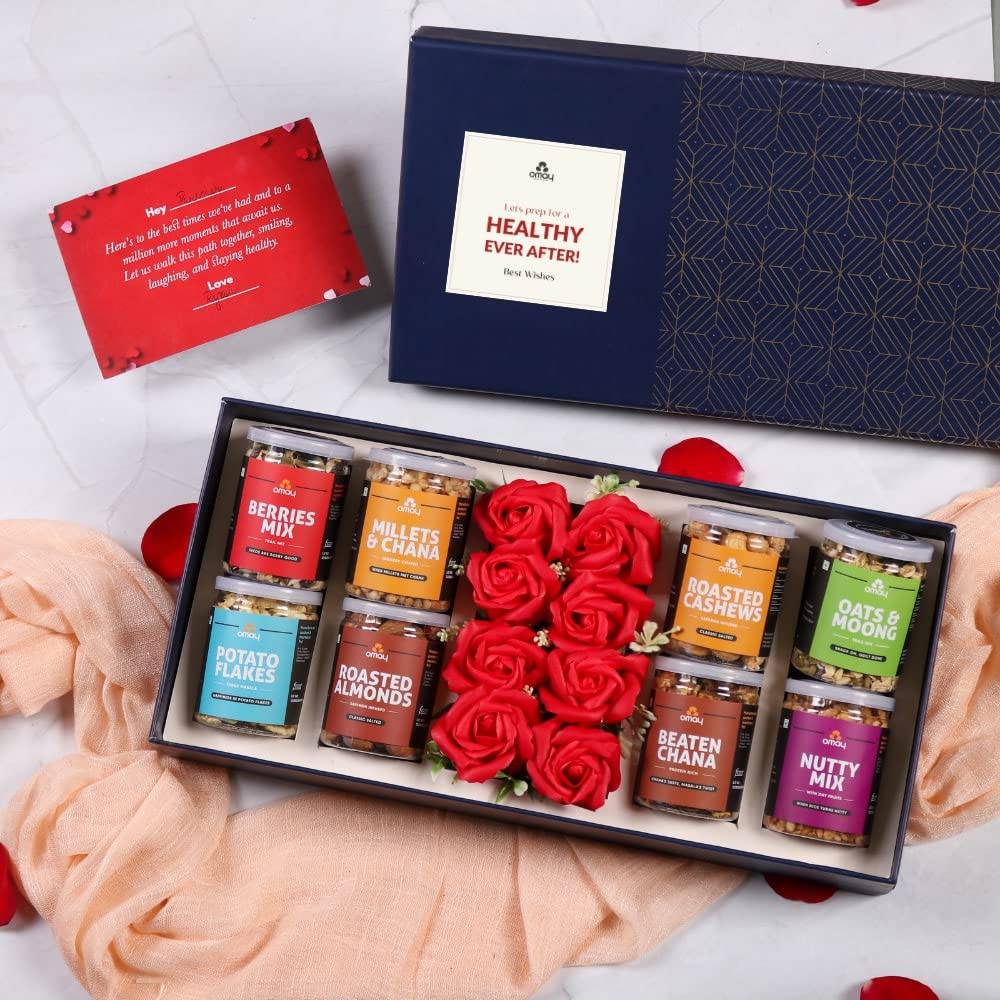 Foods Wholesome Treats Gift Box I Corporate Gift I Dry-Fruits, Healthy Snacks, Premium Gift Hamper I Gourmet Gift I Birthday Anniversary Gift I Premium Gift Box I Diwali Gift Hamper I Diwali Gift Box I Diwali Gift For Employees - YuvaFlowers
