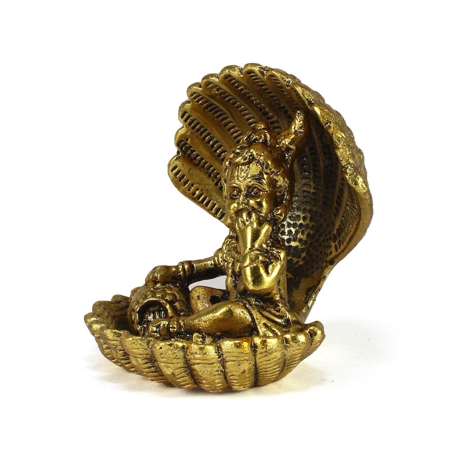 Golden Bal Gopal Krishna Having Makhan' Decorative Showpiece (Metal, 8 cm x 9 cm, Golden, AGK507) - YuvaFlowers