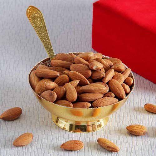 Golden Bowl And Tray Set Of Almonds - YuvaFlowers