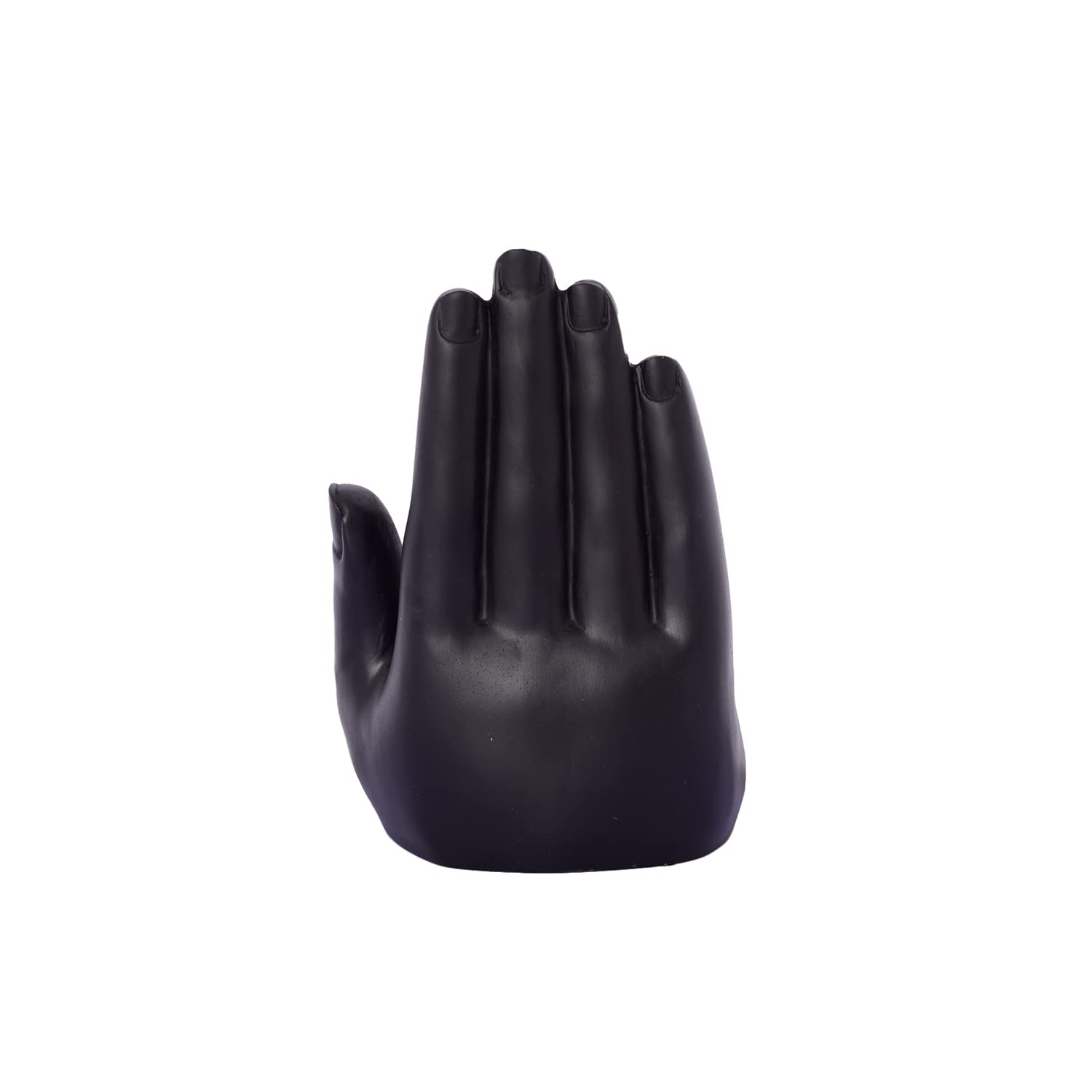 Golden Handcrafted Palm Buddha Polyresin Showpiece (12.5 cm x 7.5 cm x 17.5 cm, Black) - YuvaFlowers