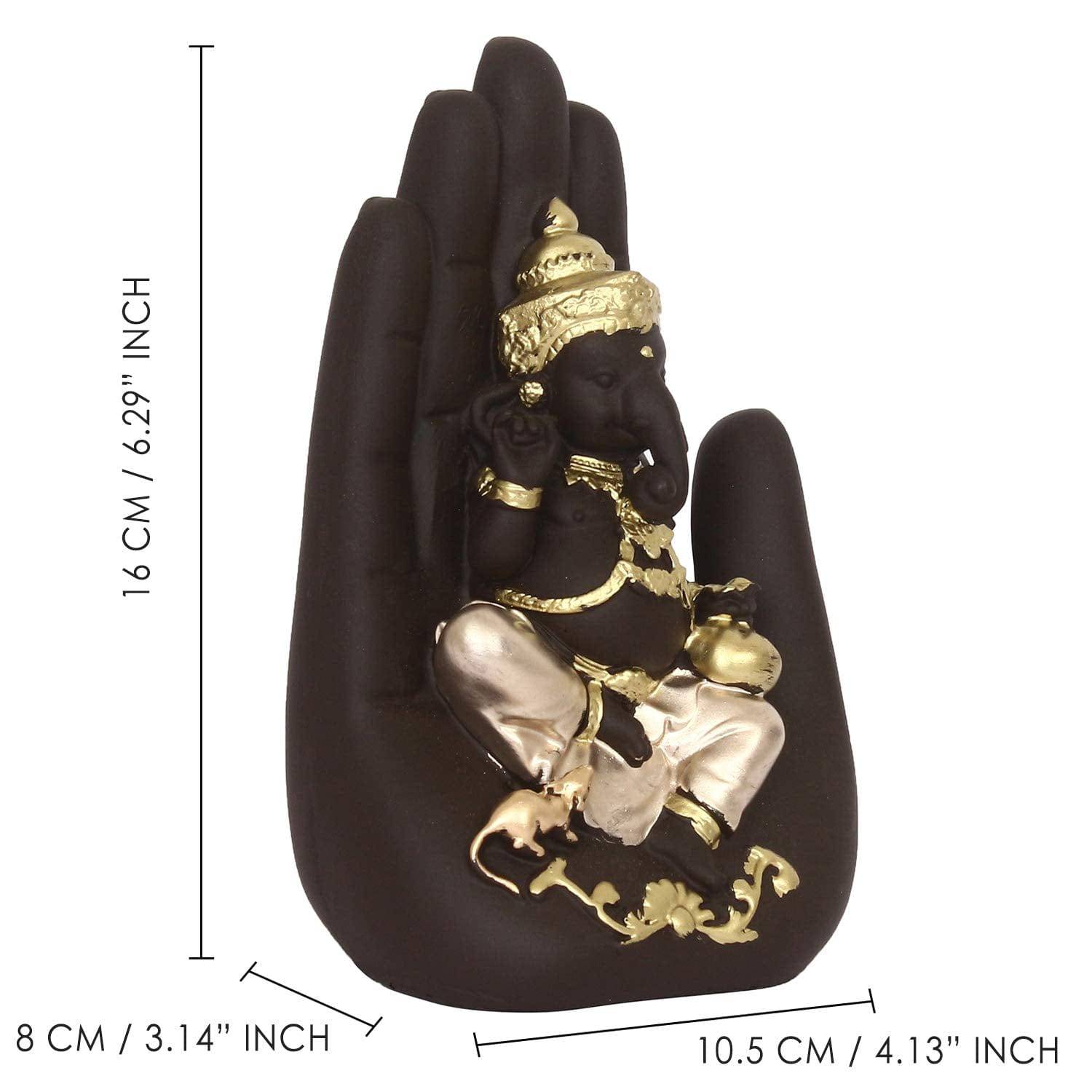 Golden Handcrafted Palm Ganesha Decorative Showpiece - YuvaFlowers