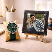 Classic Green Dial Leather Strap Watch Mini Frame (4*4)