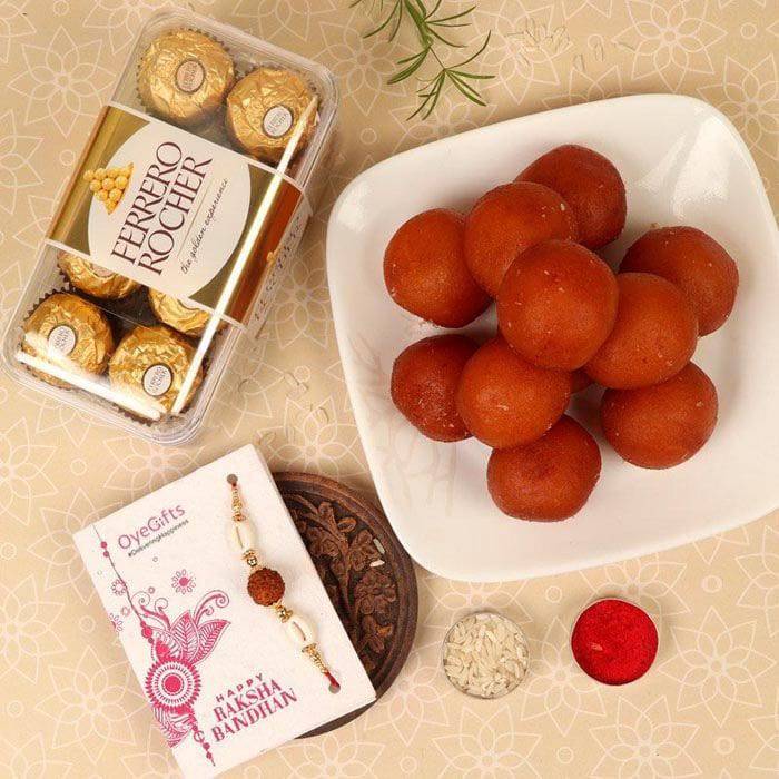 Gulab Jamun with Ferrero Rocher - YuvaFlowers