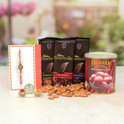 Haldiram Sweet Bournville and Almond Hamper With Rakhi - YuvaFlowers