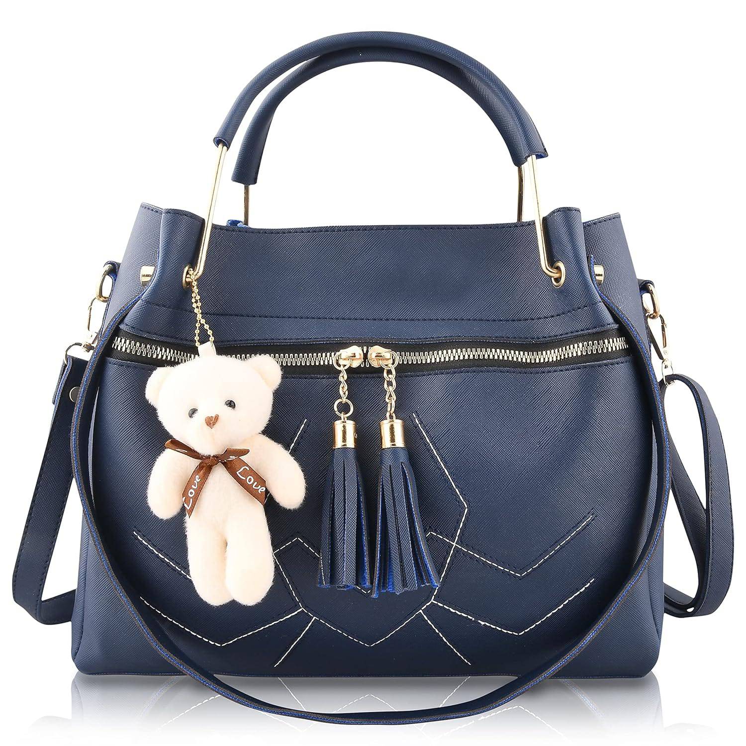 Handbag For Women And Girls Combo Set Of 4 (Blue_ChainTeddy_FGO-478) - YuvaFlowers