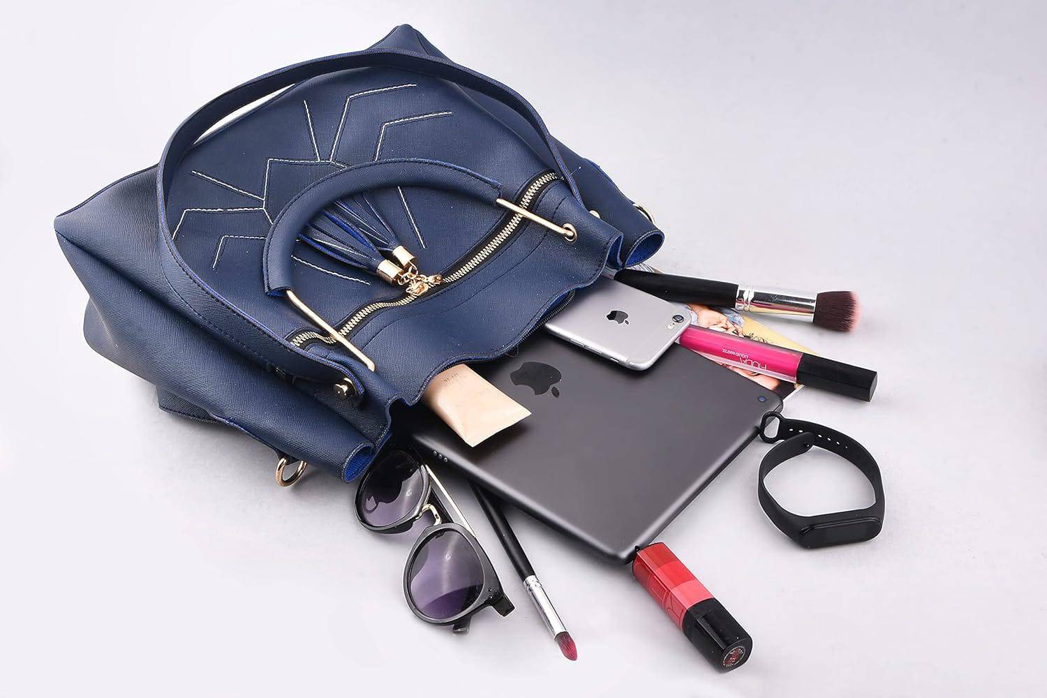 Handbag For Women And Girls Combo Set Of 4 (Blue_ChainTeddy_FGO-478) - YuvaFlowers