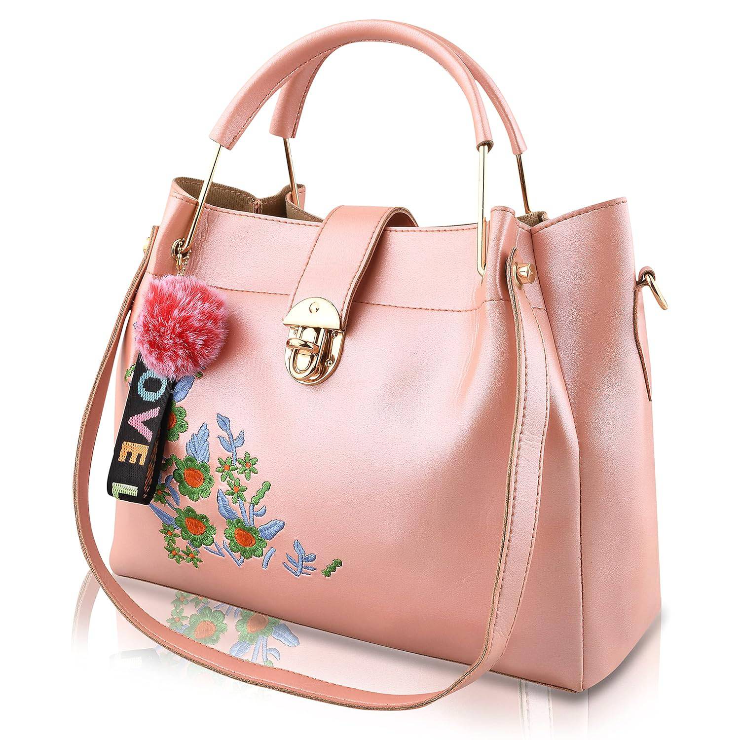 Handbag For Women And Girls Combo Set Of 4 (Pink_LoveEmbro_FGO-470) - YuvaFlowers