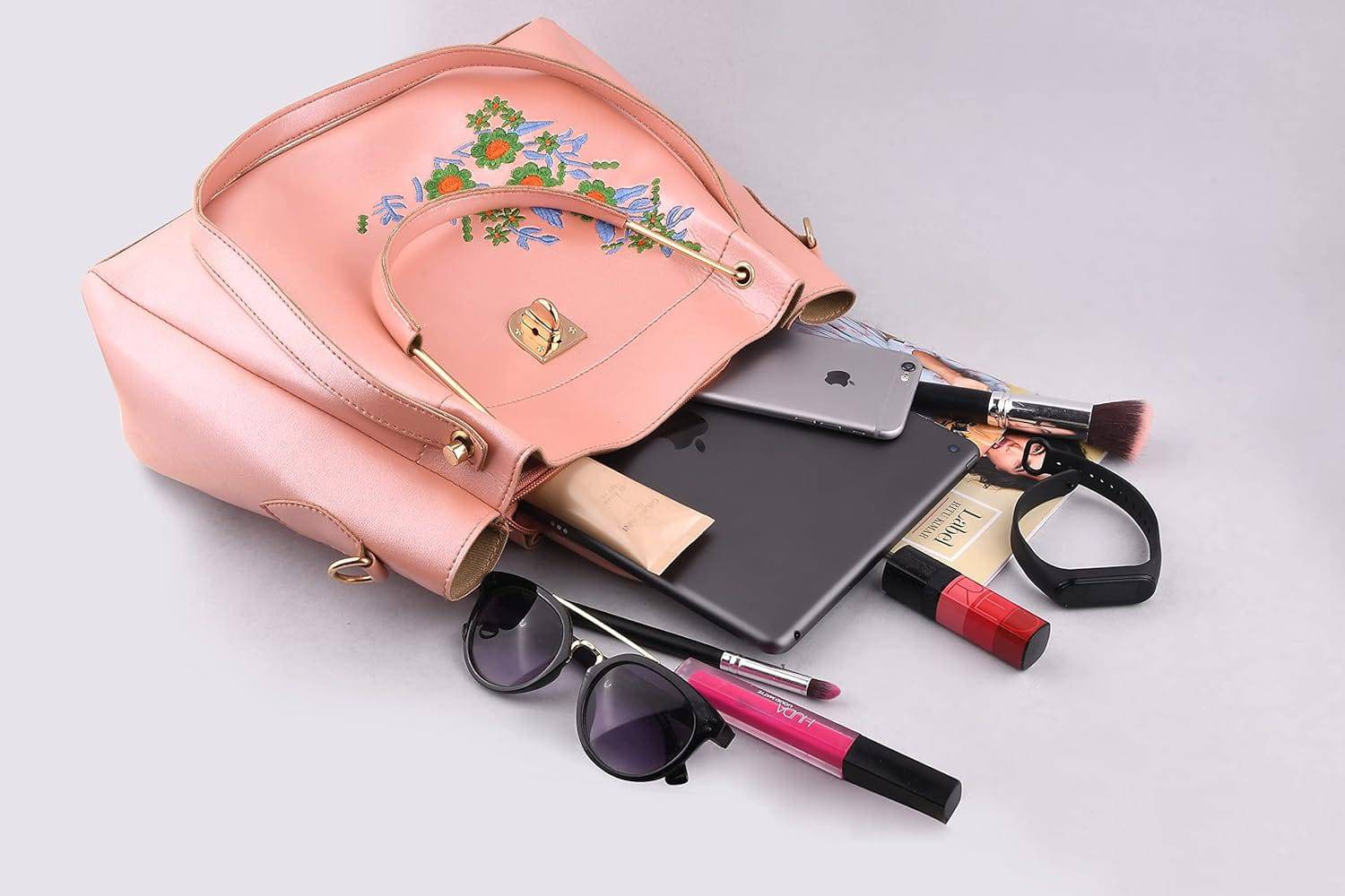 Handbag For Women And Girls Combo Set Of 4 (Pink_LoveEmbro_FGO-470) - YuvaFlowers