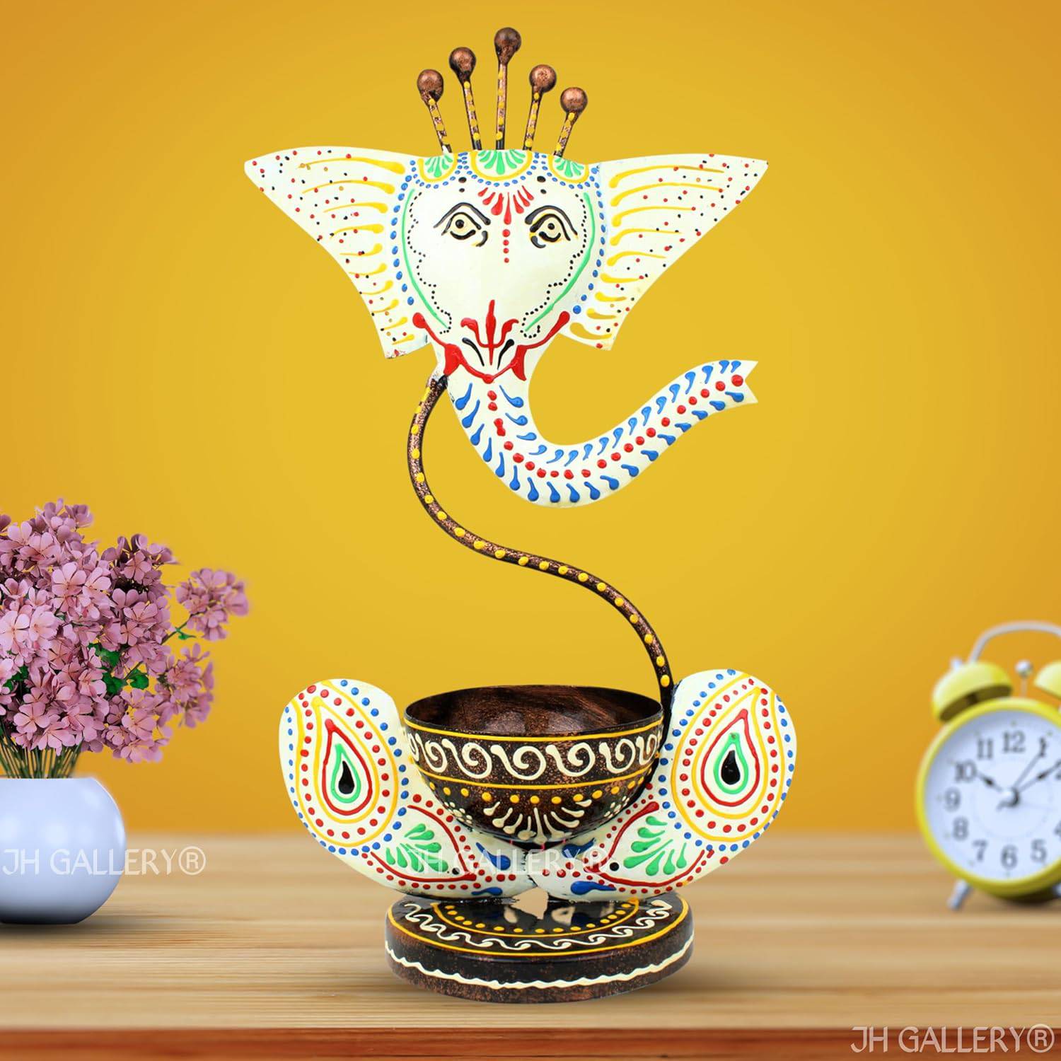 Handcrafted Metal Ganesha Tealight Candle Holder for Home Decor