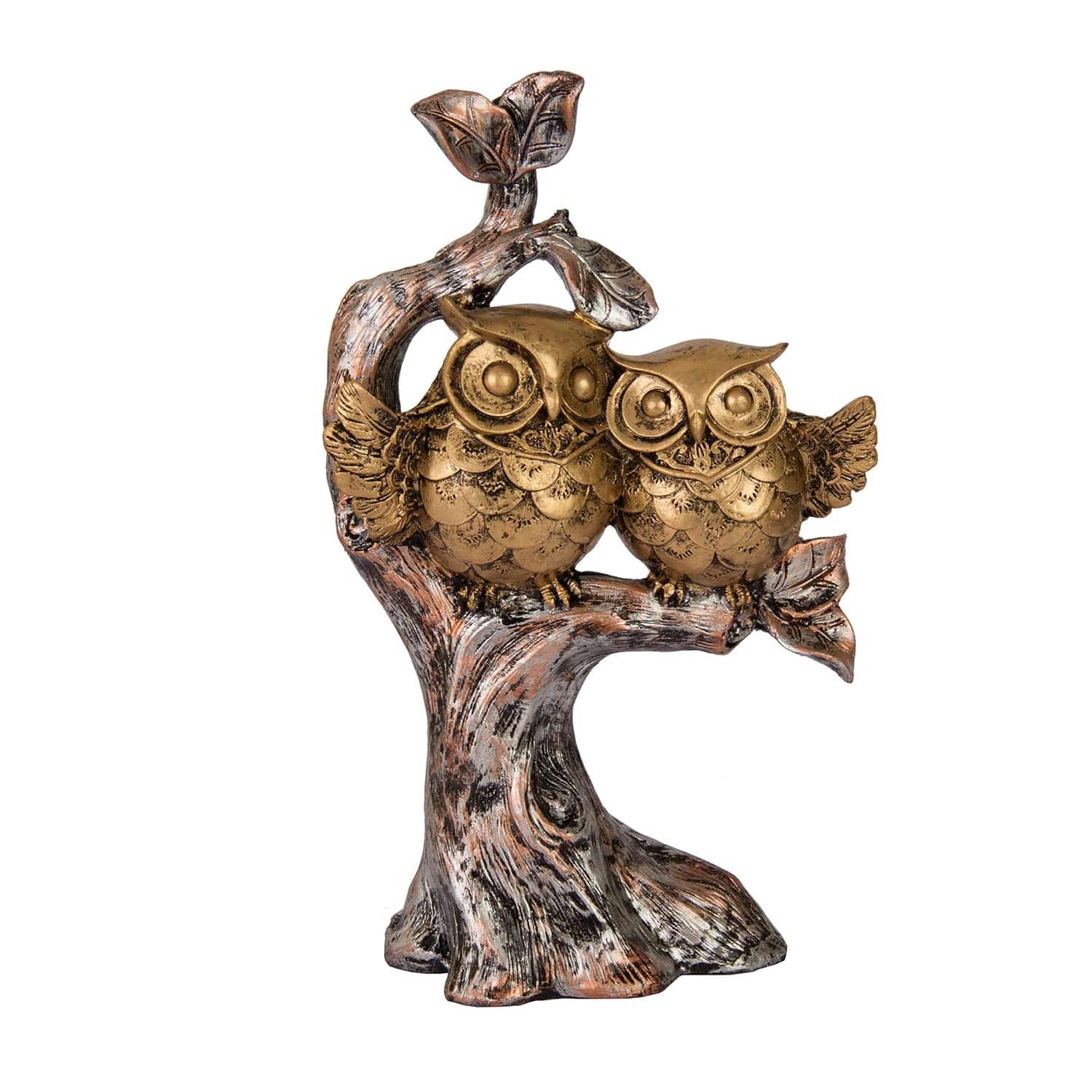 Handcrafted Owl Couple on Tree Showpiece Bird Statue for Home Décor Living Room Bedroom Table Top Antique Garden Decoration Items (26 X 17 cm) - YuvaFlowers