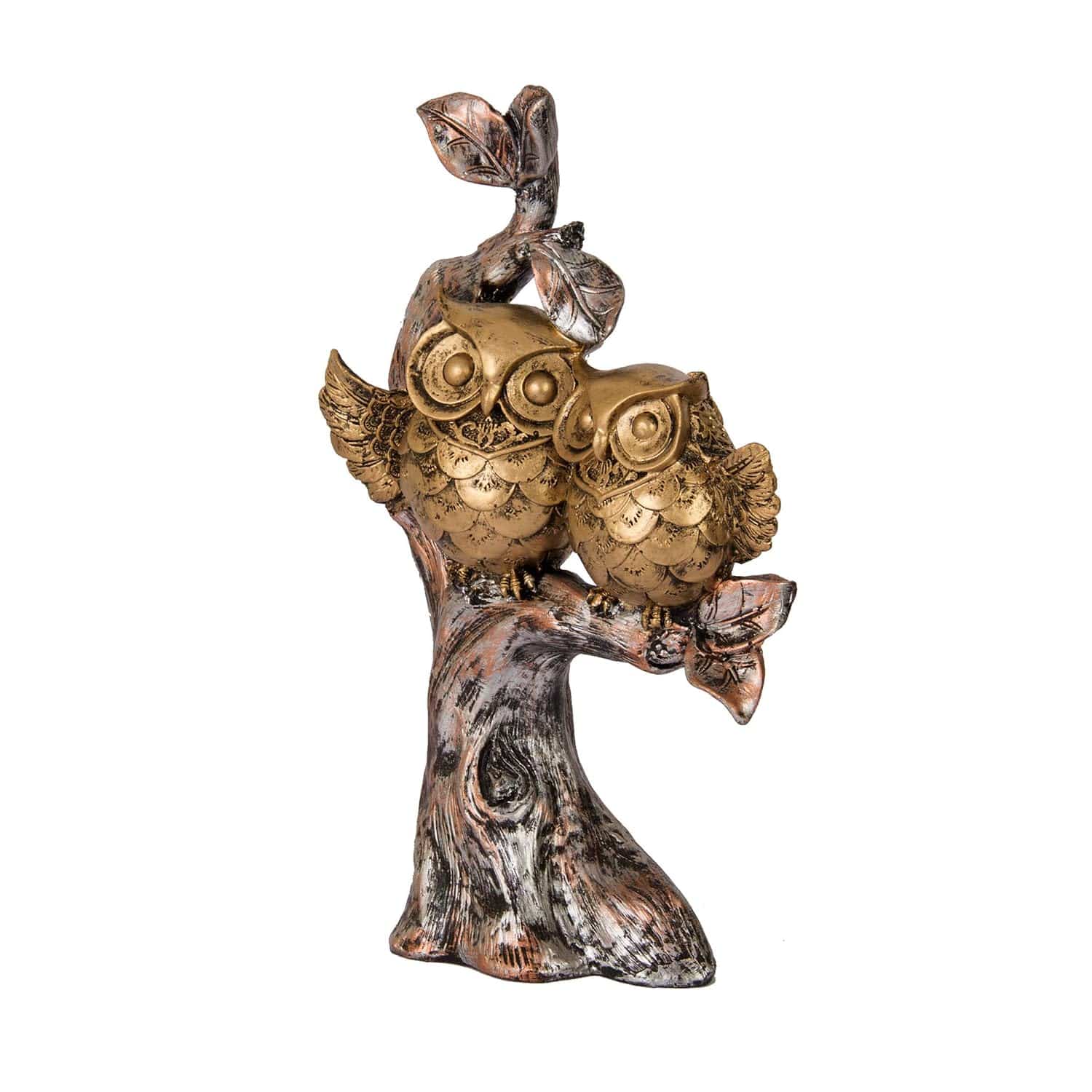 Handcrafted Owl Couple on Tree Showpiece Bird Statue for Home Décor Living Room Bedroom Table Top Antique Garden Decoration Items (26 X 17 cm) - YuvaFlowers