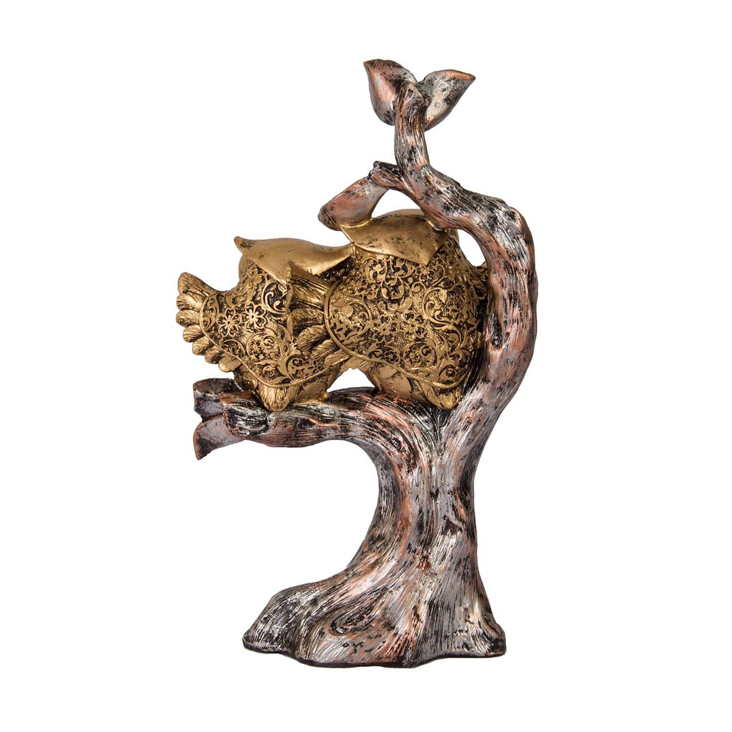 Handcrafted Owl Couple on Tree Showpiece Bird Statue for Home Décor Living Room Bedroom Table Top Antique Garden Decoration Items (26 X 17 cm) - YuvaFlowers