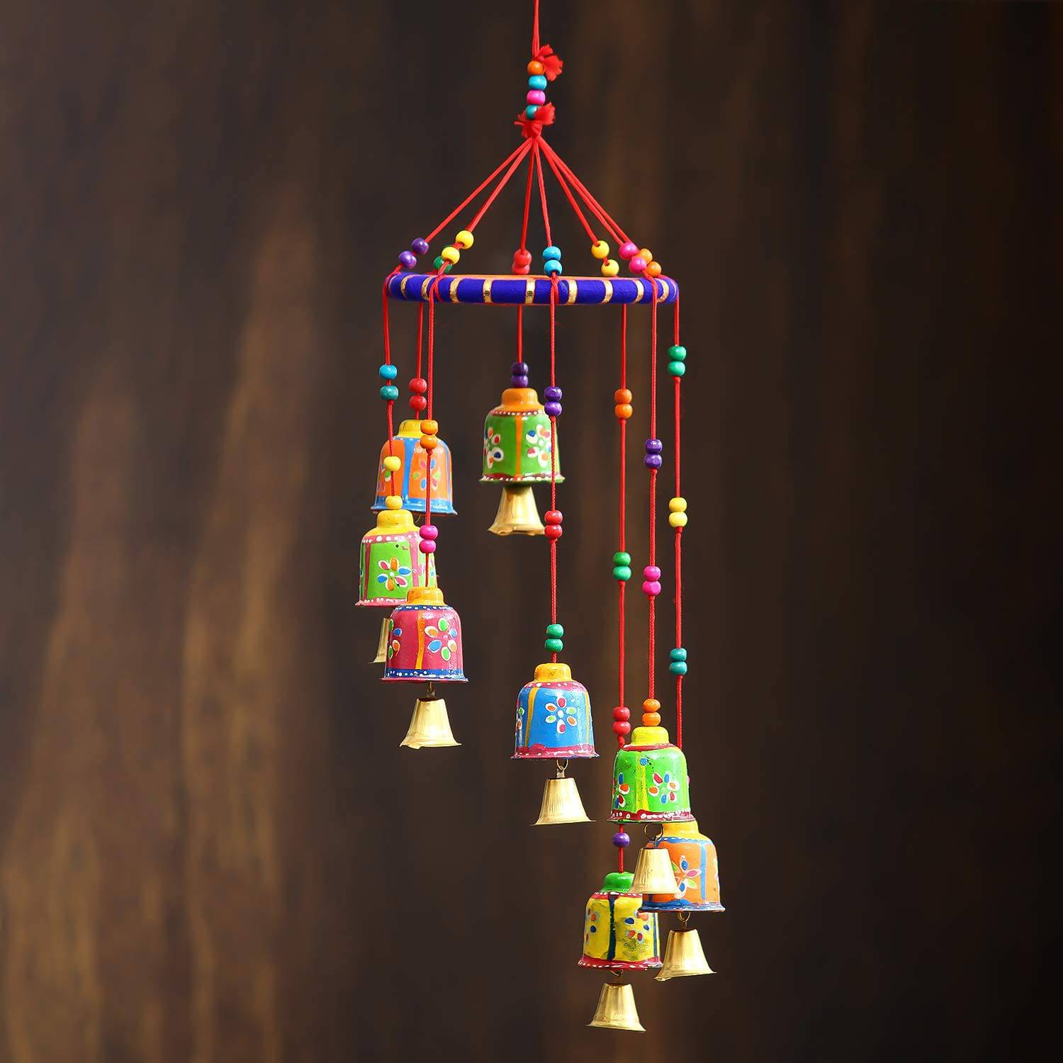 handicrafted Decorative Wall/Door/Window Hanging Bells Wind Chimes Showpiece for Home Decor, Wall Decor, Pooja Room Temple, Diwali Gift, Corporate Gift - YuvaFlowers