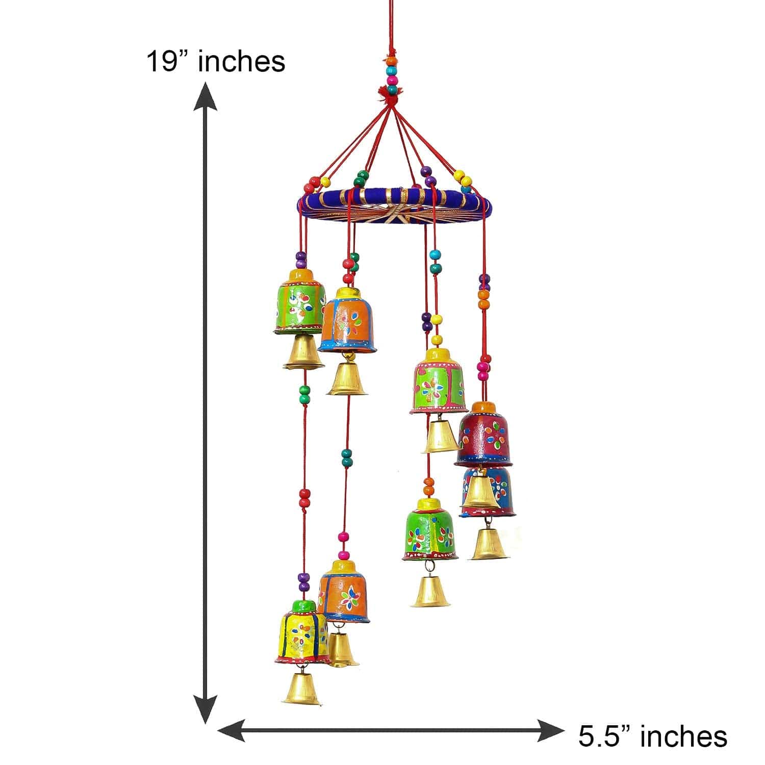 handicrafted Decorative Wall/Door/Window Hanging Bells Wind Chimes Showpiece for Home Decor, Wall Decor, Pooja Room Temple, Diwali Gift, Corporate Gift - YuvaFlowers