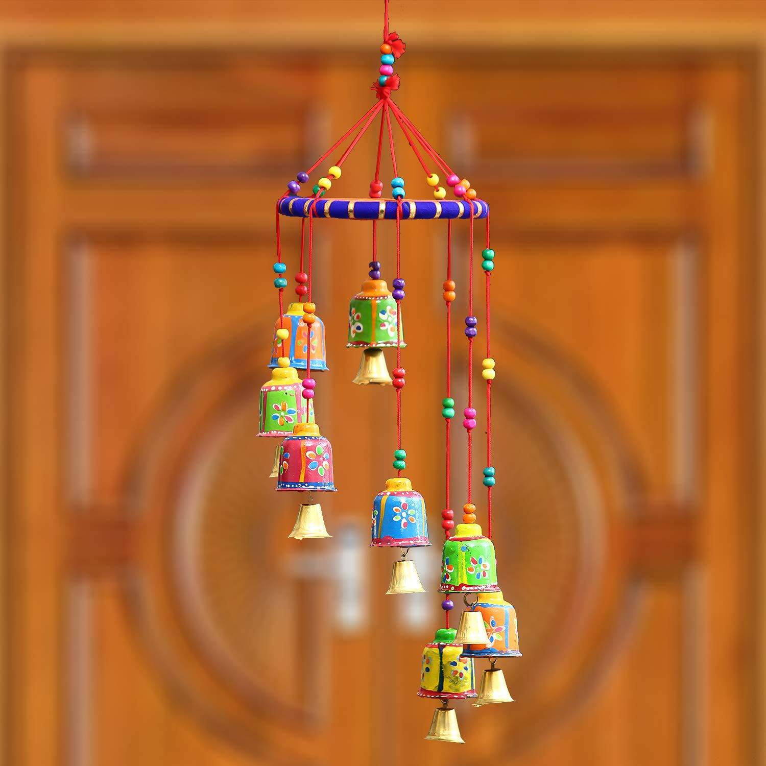 handicrafted Decorative Wall/Door/Window Hanging Bells Wind Chimes Showpiece for Home Decor, Wall Decor, Pooja Room Temple, Diwali Gift, Corporate Gift - YuvaFlowers