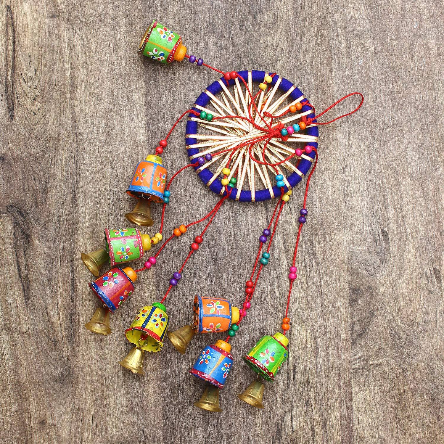 handicrafted Decorative Wall/Door/Window Hanging Bells Wind Chimes Showpiece for Home Decor, Wall Decor, Pooja Room Temple, Diwali Gift, Corporate Gift - YuvaFlowers
