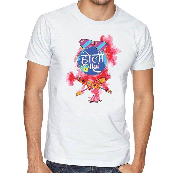 Holi hai Printed Holi T-Shirt Round Neck - YuvaFlowers
