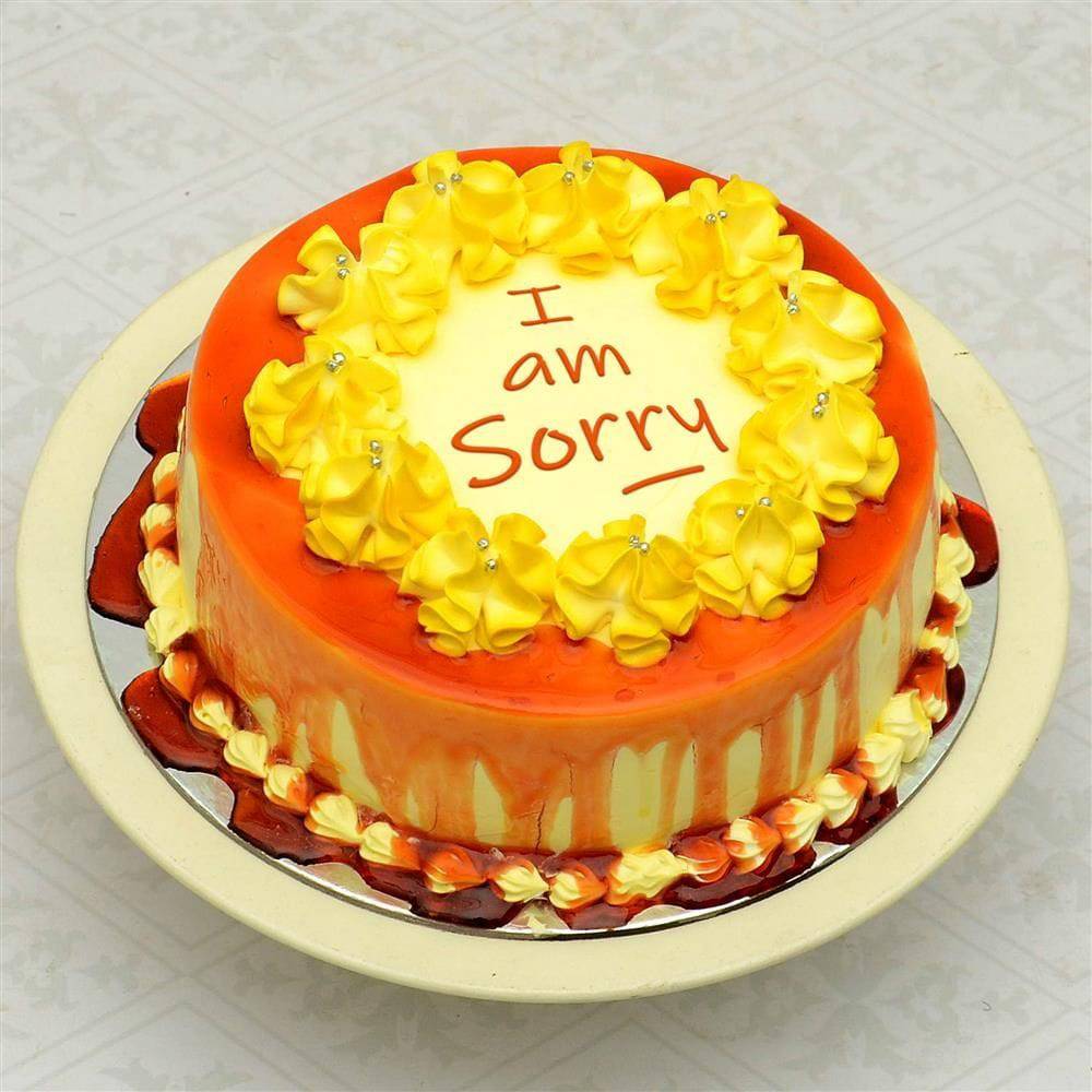 I Am Sorry Round Butter Scotch Cake - YuvaFlowers