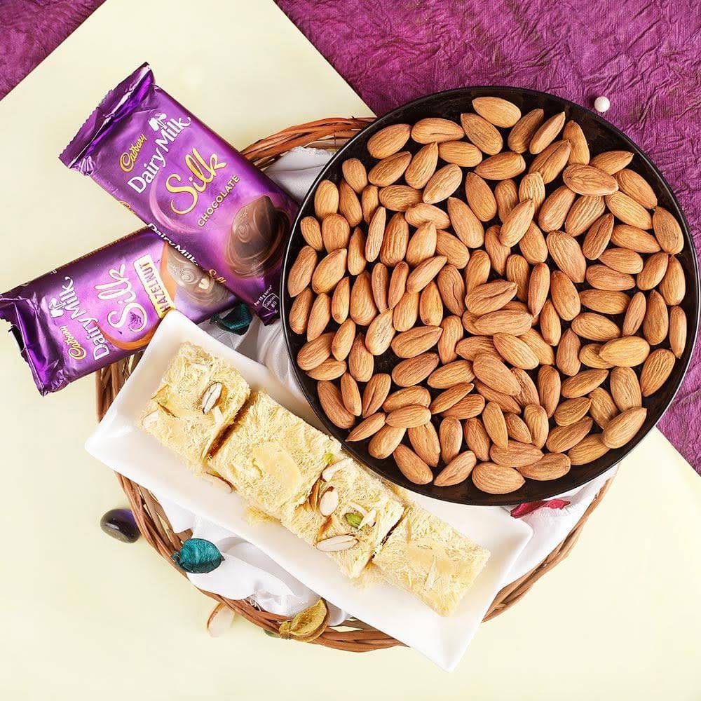 Joy Of Almonds With Chocolates - YuvaFlowers