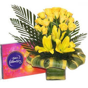 Joyous Yellow Basket - YuvaFlowers